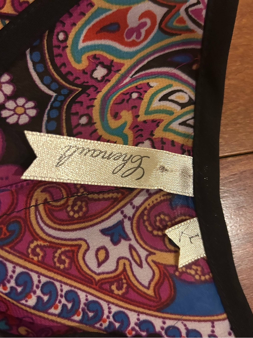 Chenault Multi-Color Paisley Tie-Front Blouse size L - Picture 7 of 7